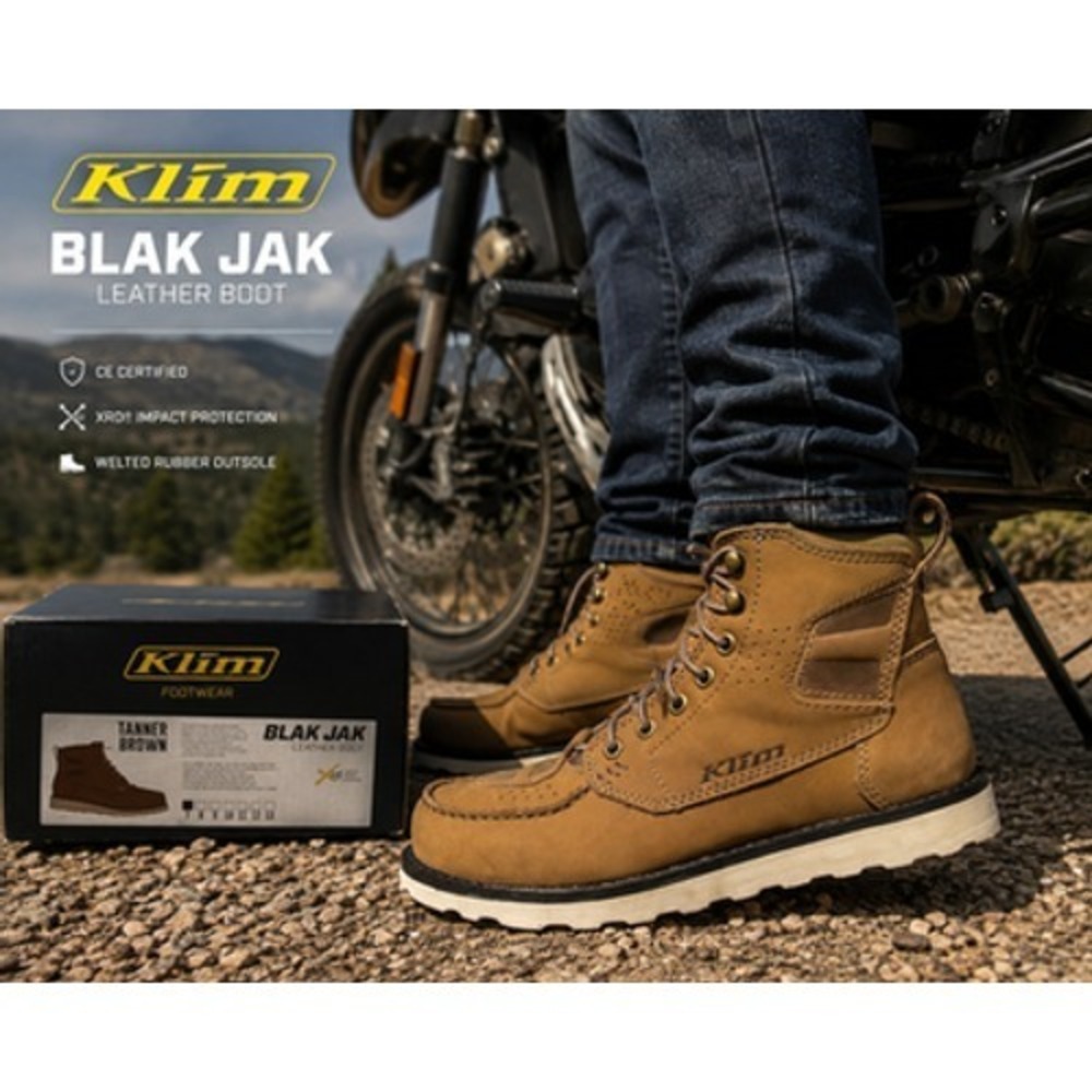 Klim Blak Jak Mens 7 Tanner Brown Leather Motorcycle Ankle Riding Boots 3990-000